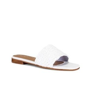 Kaanas White Raffia Sandal Key Largo Slip on Slide Braided Size 7